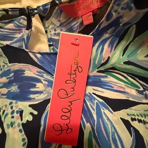 Lilly Pulitzer Francis High Tide Navy Ready Set Gecko Blouse NWT Size XXS Flowy